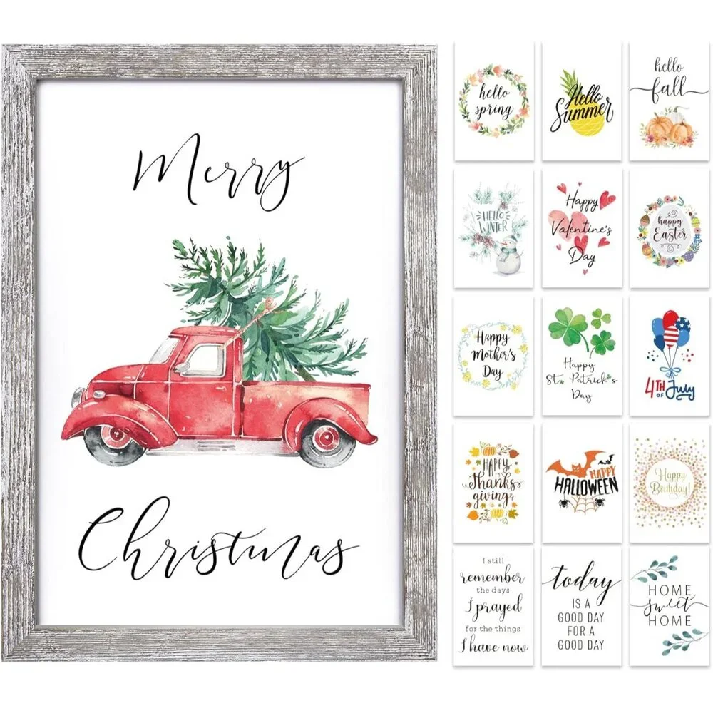 Durable Pine Wood Farmhouse Christmas Sign with Plexiglass and Seasonal Quotes